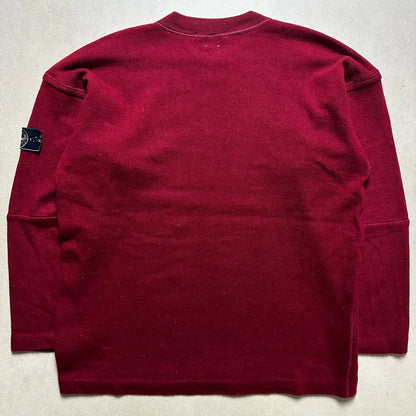 A/W 1988 Crimson Red Ribbed V-neck Sweater
