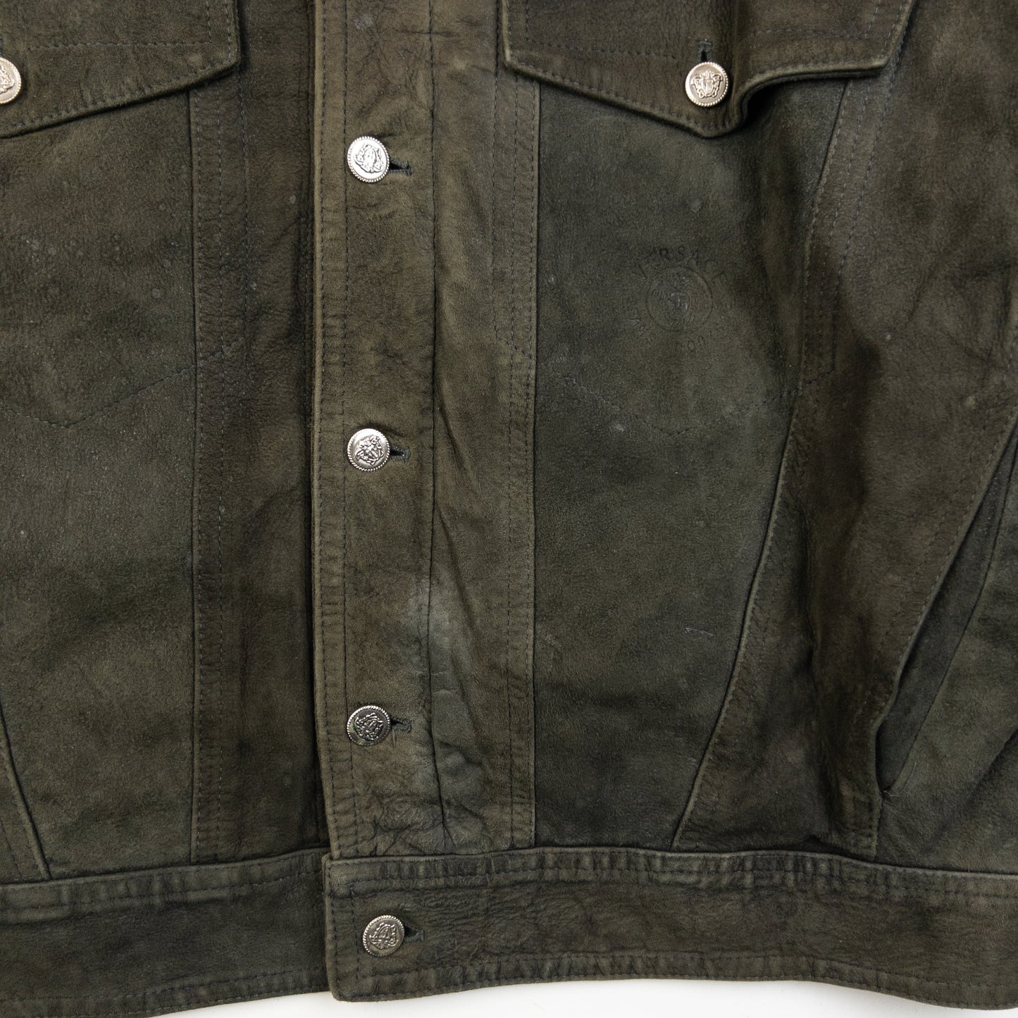 Vintage 2000s Versace Jeans Couture Button Up Suede Jacket Size XL | XL, Green