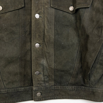 Vintage 2000s Versace Jeans Couture Button Up Suede Jacket Size XL | XL, Green