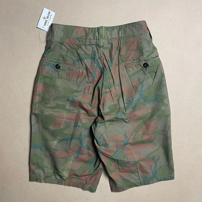 S/S 1990 Teal Green Ice Camouflage Pleated Shorts