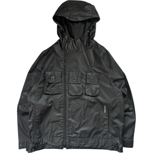 Tommy Hilfiger 00’s Dual Zip Rubberised Jacket L | Large, Black