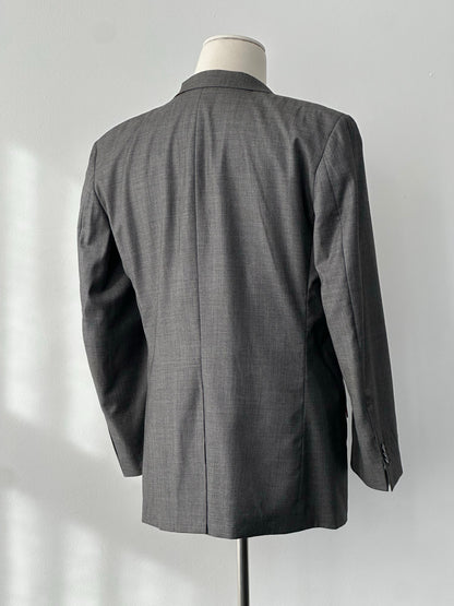 Loro Piana 1990s pure wool high neck blazer with contrast collar, size 40R, featuring tailored fit and classic style.