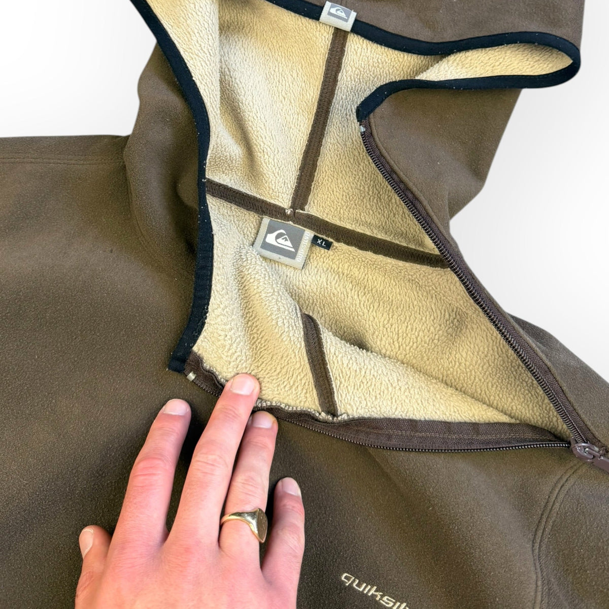 Quiksilver Shoulder Zip Fleece Hoodie Brown (XL) | XL, Multicoloured