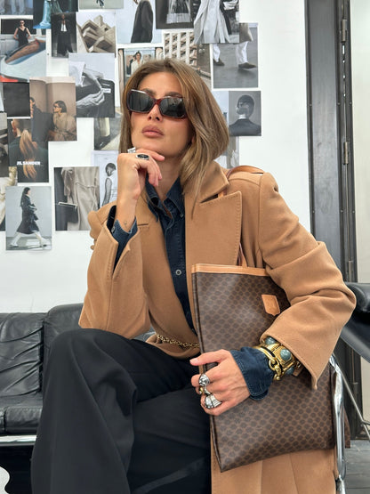 Valentino 1990s Pure Wool Double Breasted Bespoke Button Belted Coat - L