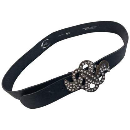 Vintage 2000s Roberto Cavalli Diamanté Leather Belt Size M | O/S, Black