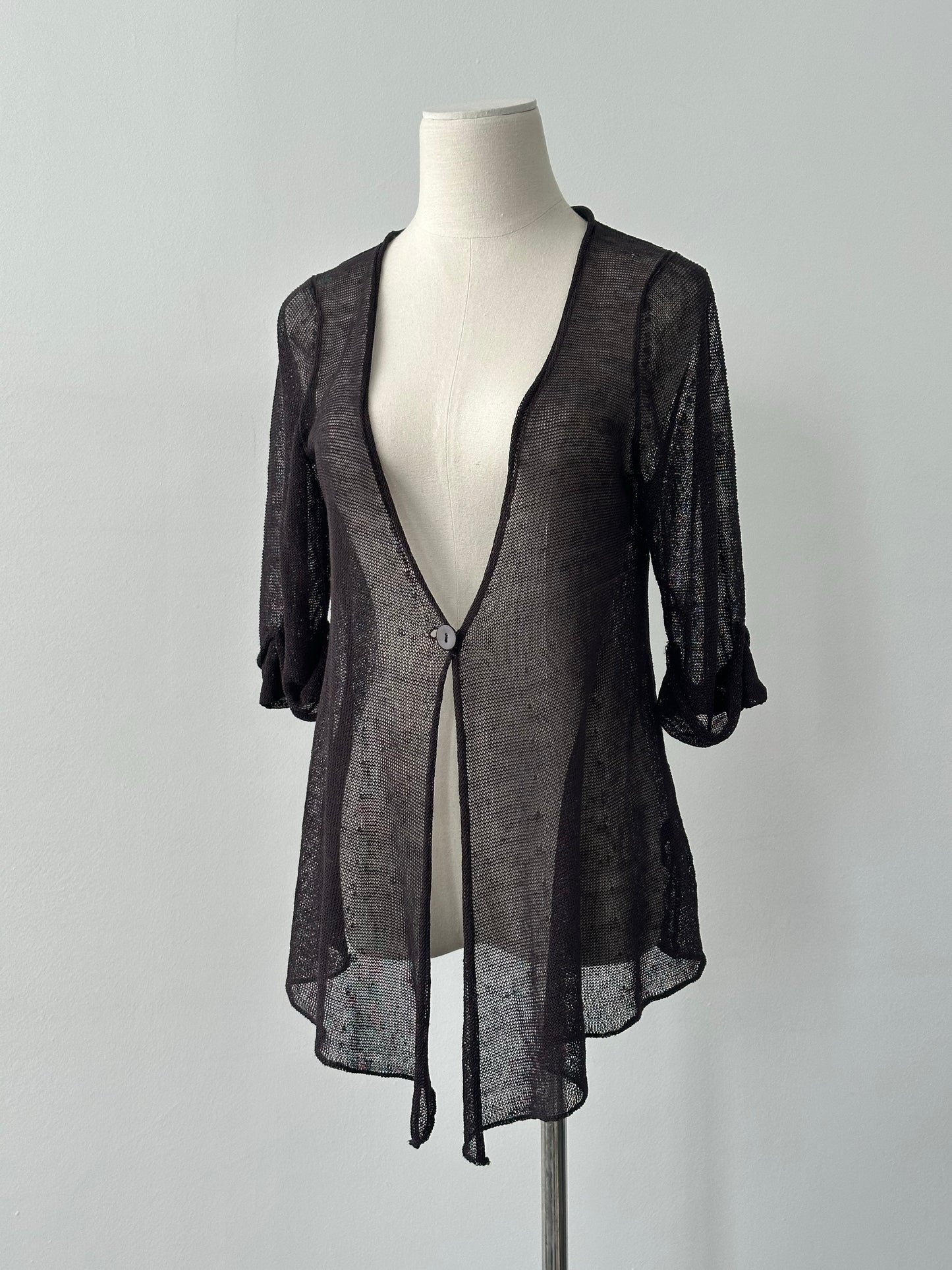 Vintage 2000s Linen Single Button Cardigan - M
