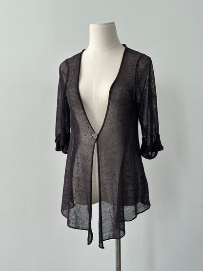 Vintage 2000s Linen Single Button Cardigan - M