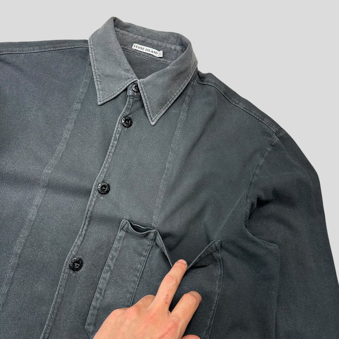Stone Island 1999 Heavy Cotton Spellout Carpenter Shirt - M (L) | Default Title, Grey