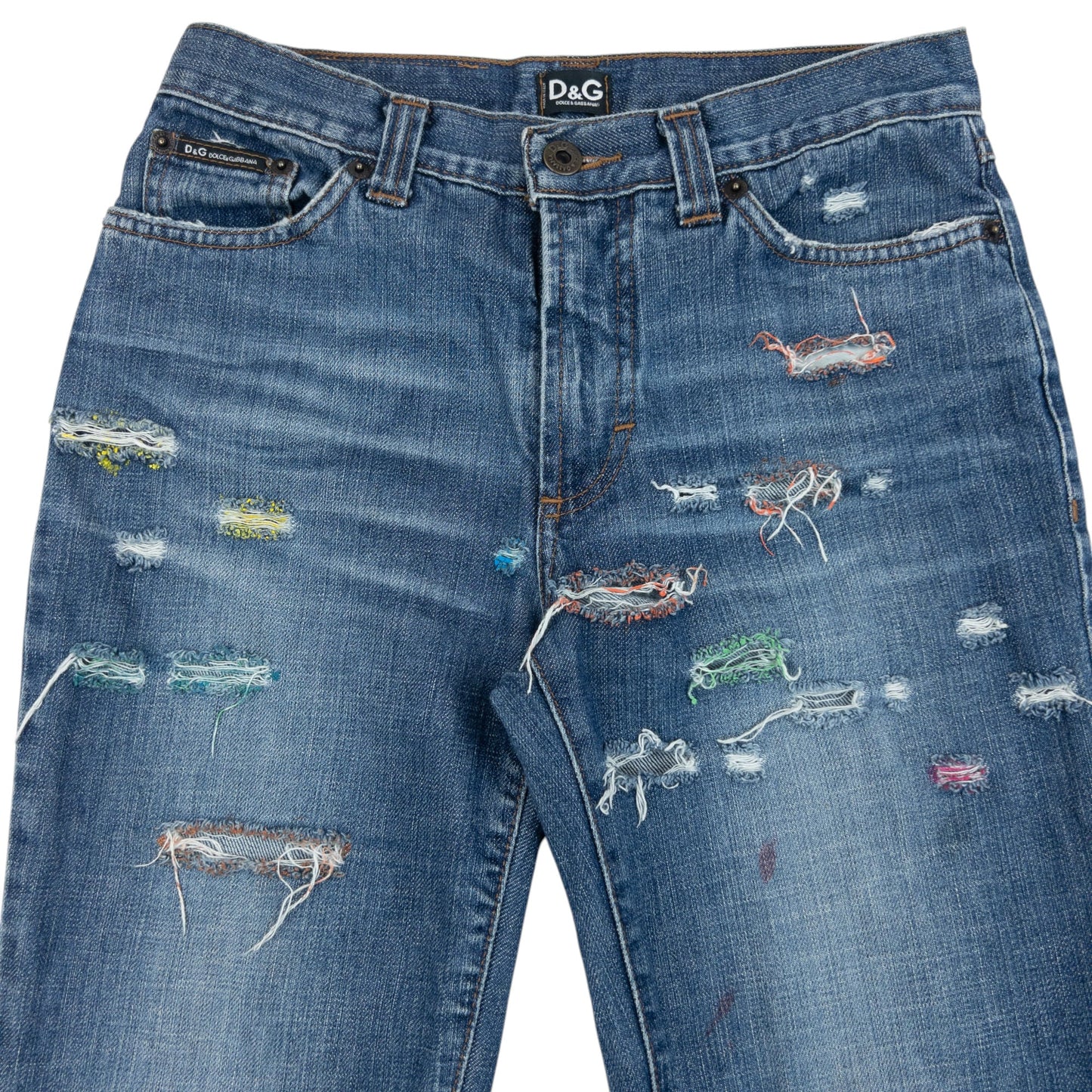 Vintage 2000s Dolce & Gabbana Distressed Denim Jeans Womens Size W26 | W26, Blue