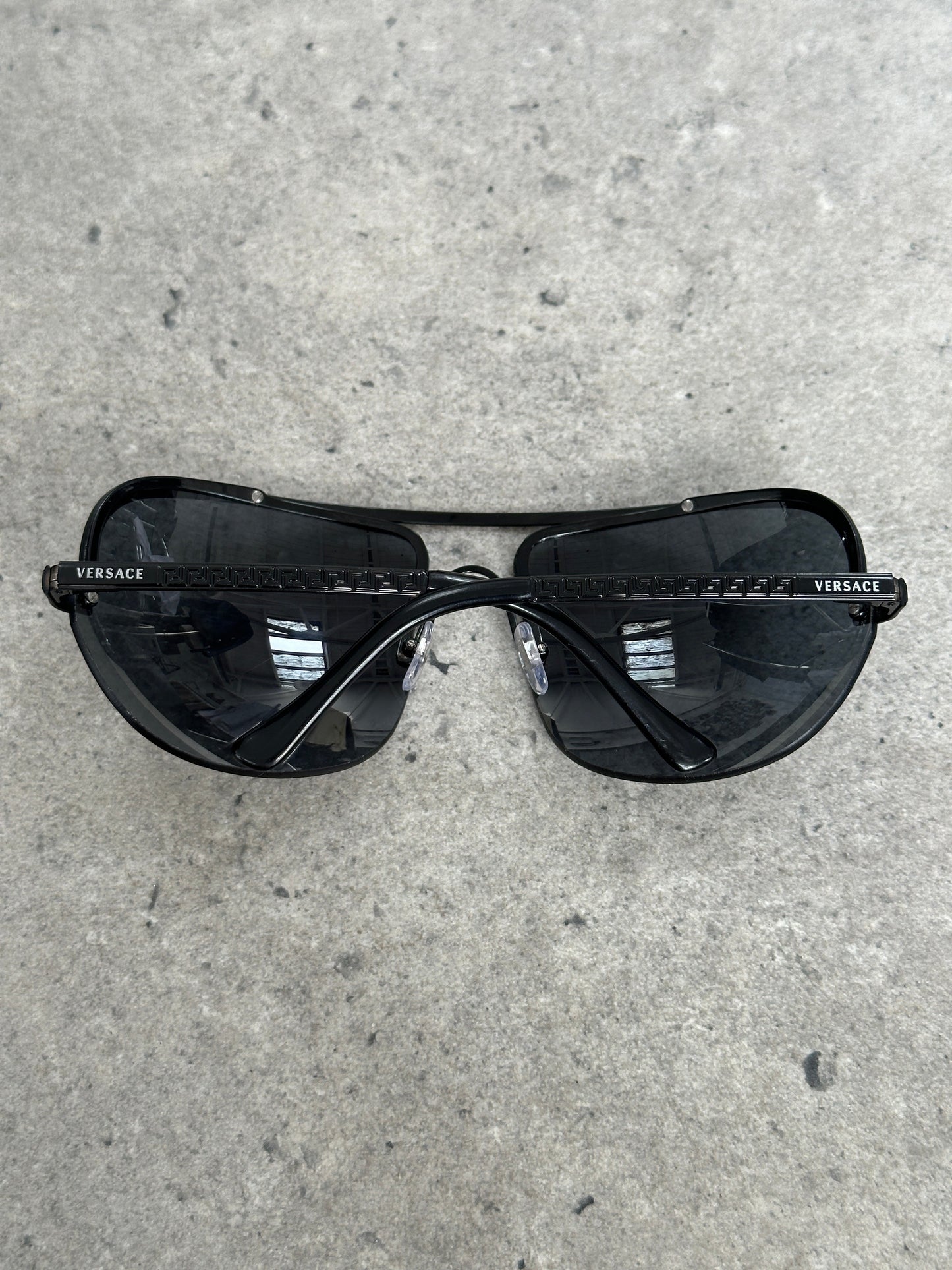 Versace 2000s Shield Aviator Logo Sunglasses