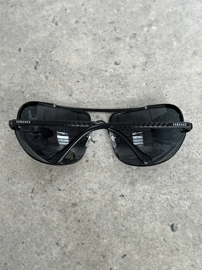 Versace 2000s Shield Aviator Logo Sunglasses