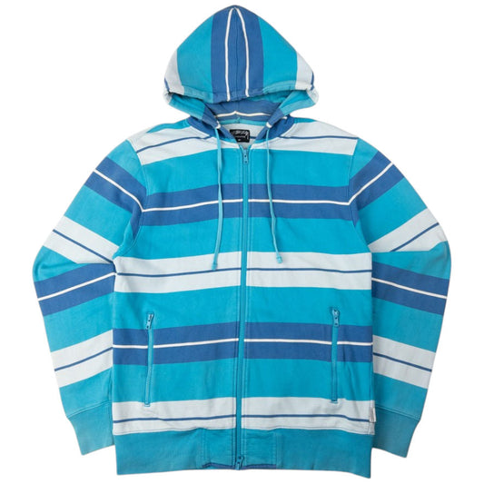 Vintage Stussy Striped Zip Up Hoodie Size M