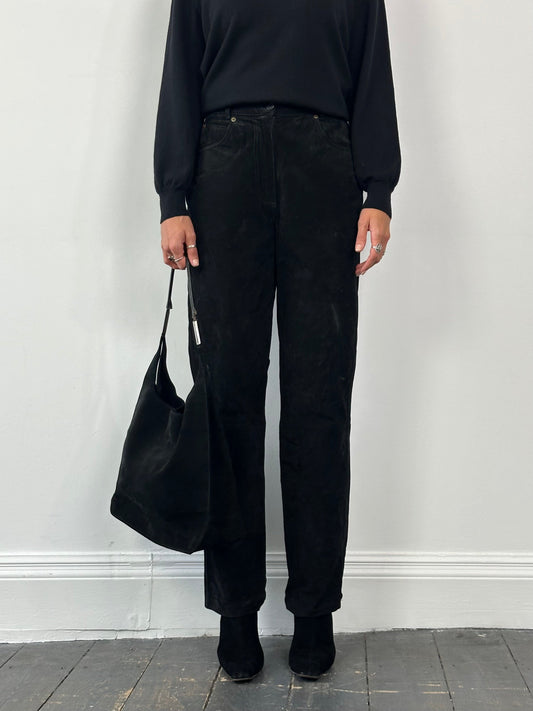 Vintage High Waisted Suede Trousers - W26