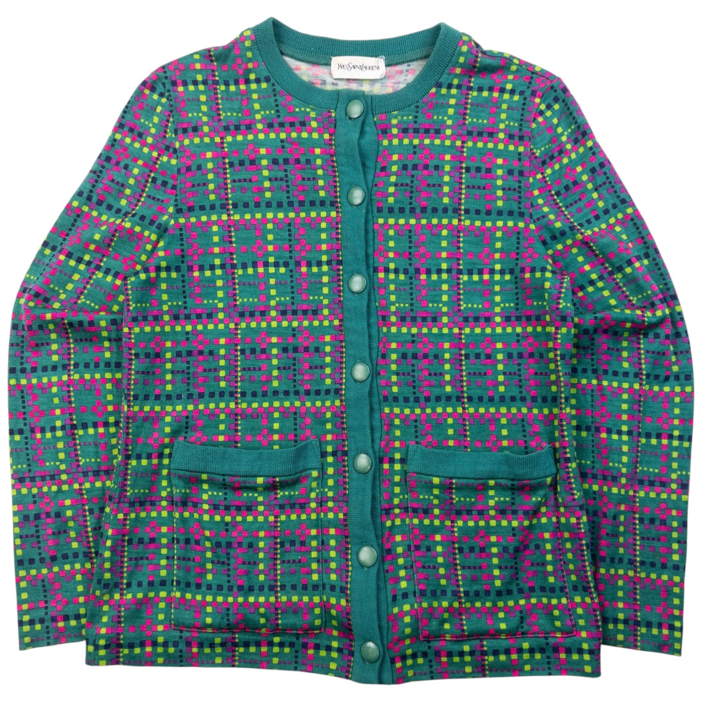 Vintage 90s YSL Yves Saint Laurent Pattern Cardigan Womens Size S | Small, Red