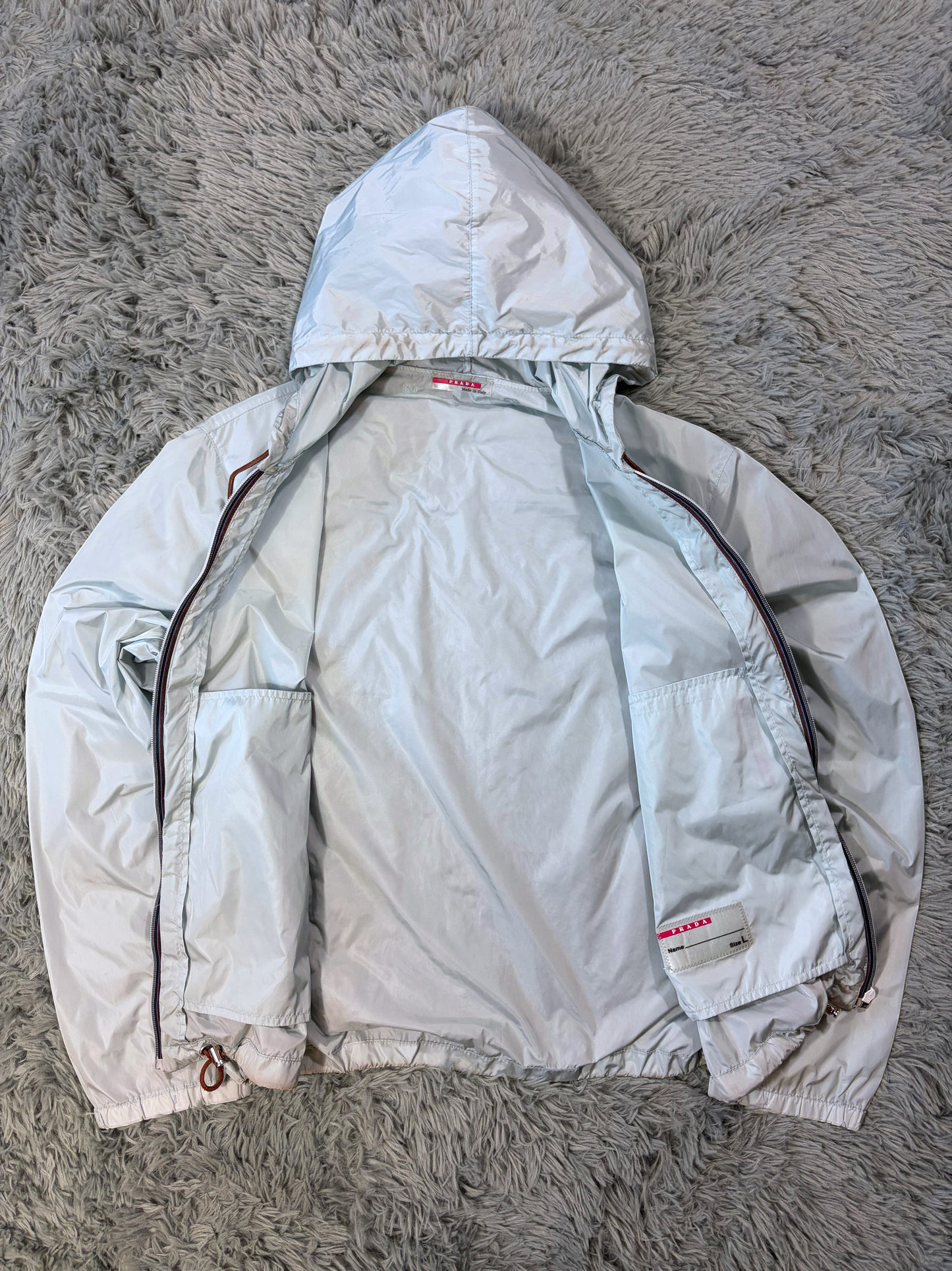 Prada Sport 00’s Ice Blue Contrast Detailed Nylon Windbreaker - M/L | O/S, Ice Blue