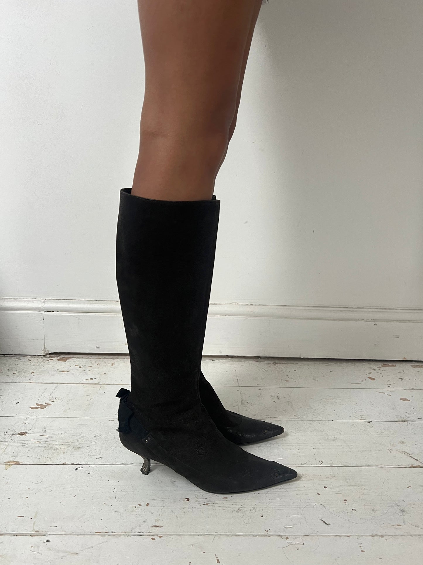 PRADA KITTEN HEEL BOOTS (EU 37) | DEFAULT TITLE, Black