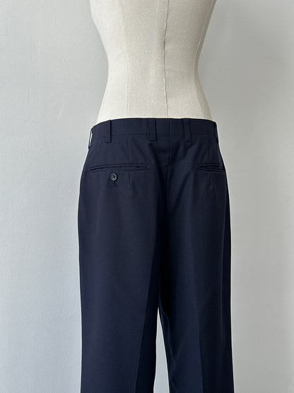 Burberry 1990s Pure Wool Straight Leg Trousers - W30