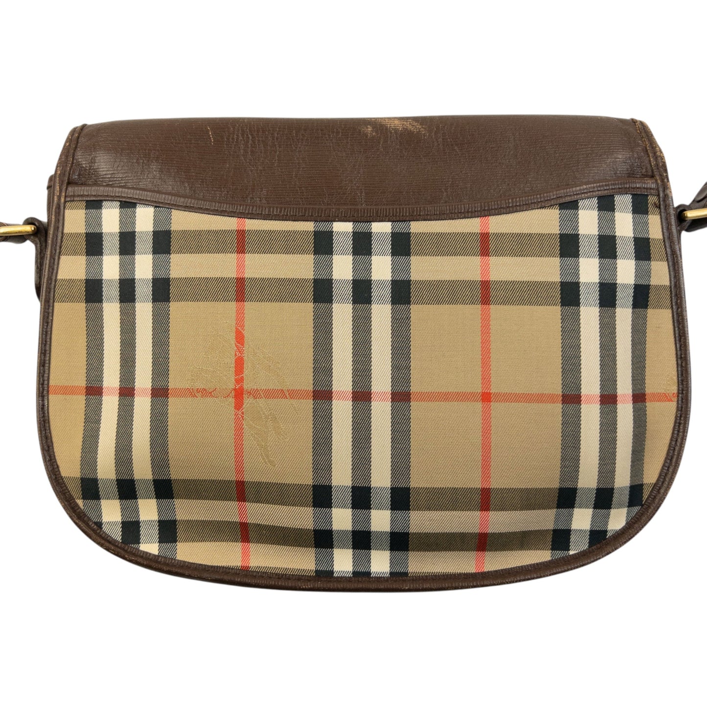 Vintage 90s Burberry Nova Check Leather Crossbody Bag | O/S, Beige, Brown, Red