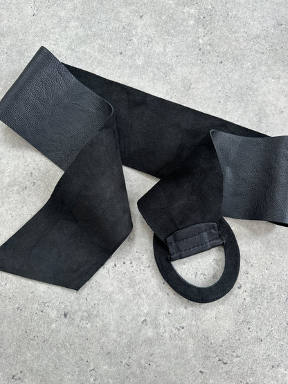 Vintage 2000s Oval Leather Chunky Belt - XS-M