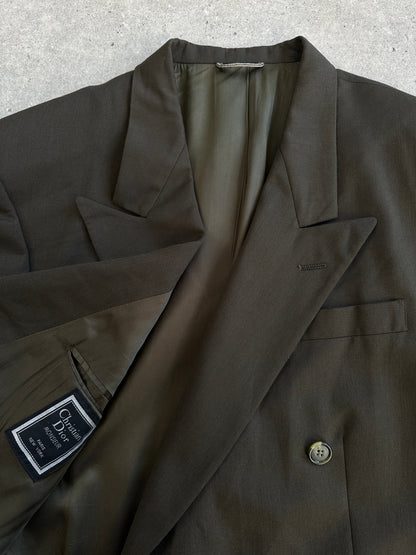 Christian Dior Monsieur 1980s pure wool double-breasted blazer in size 41R/XL, featuring classic tailored design and structured fit.