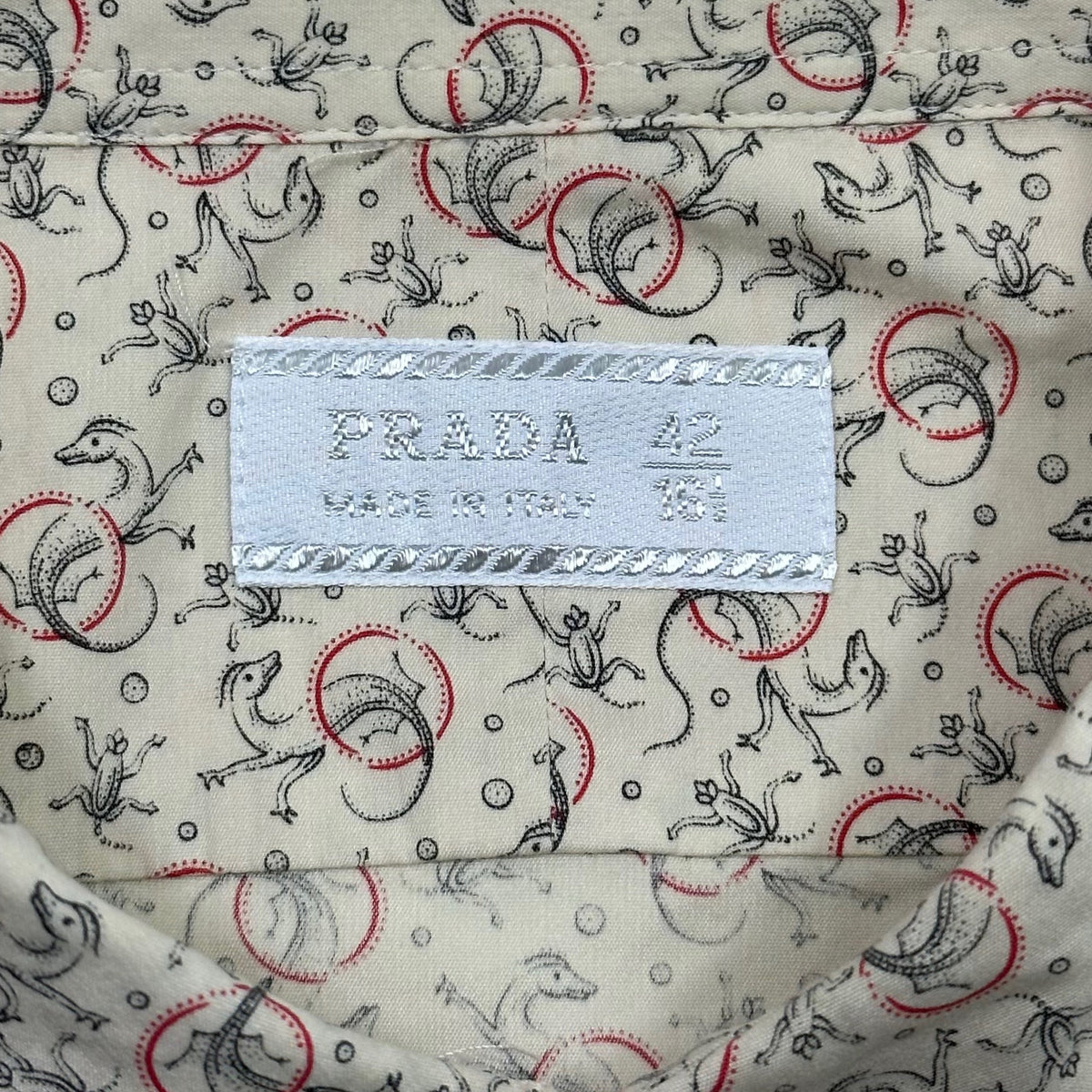 Prada Milano 00’s Dragons Animal Print Shirt - L | Cream