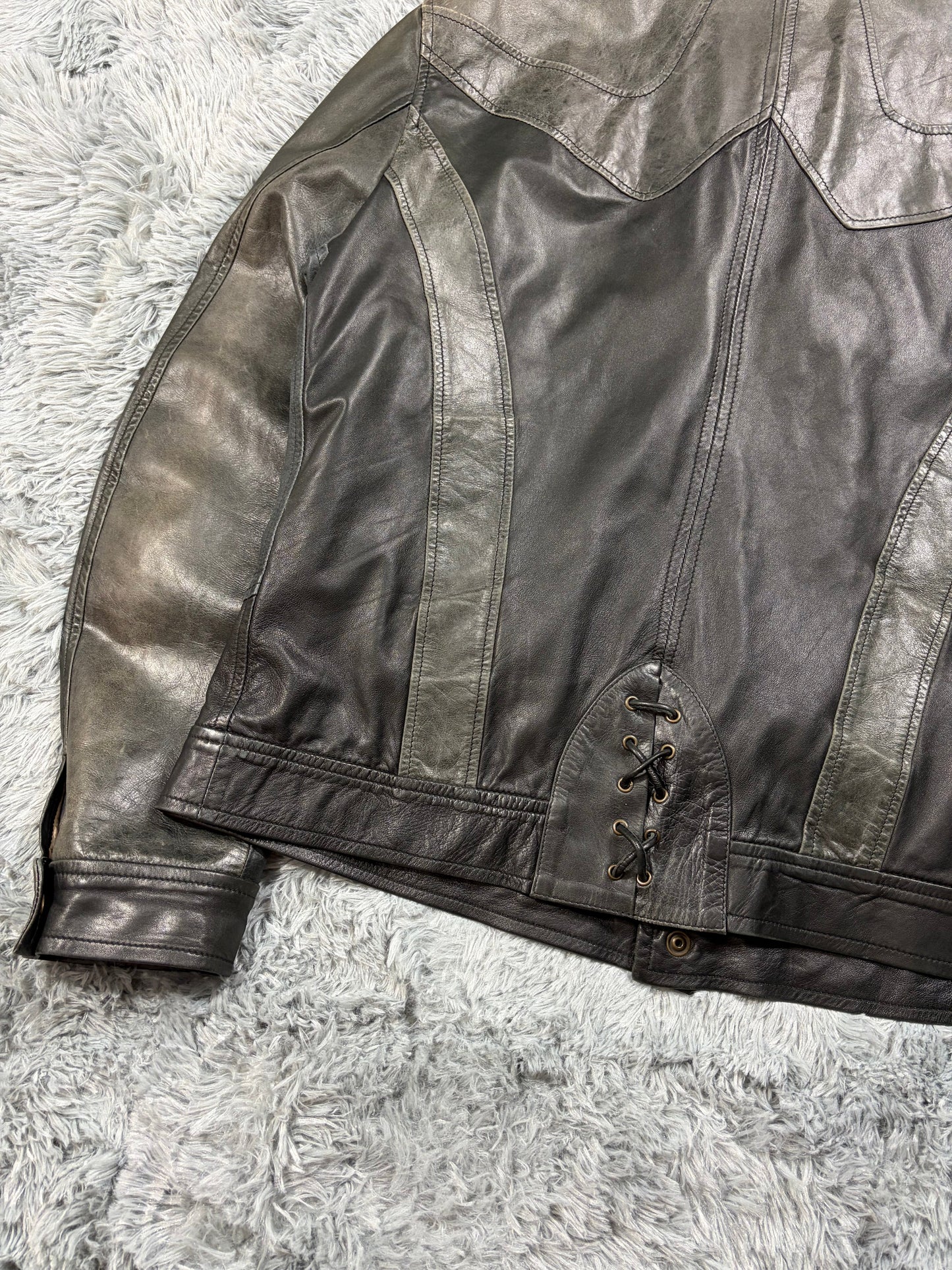Just Cavalli SS07 Leather Weathered Bondage Jacket - L | O/S, Multicoloured