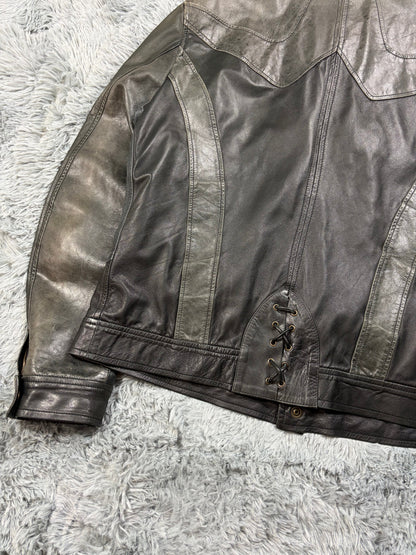 Just Cavalli SS07 Leather Weathered Bondage Jacket - L | O/S, Multicoloured