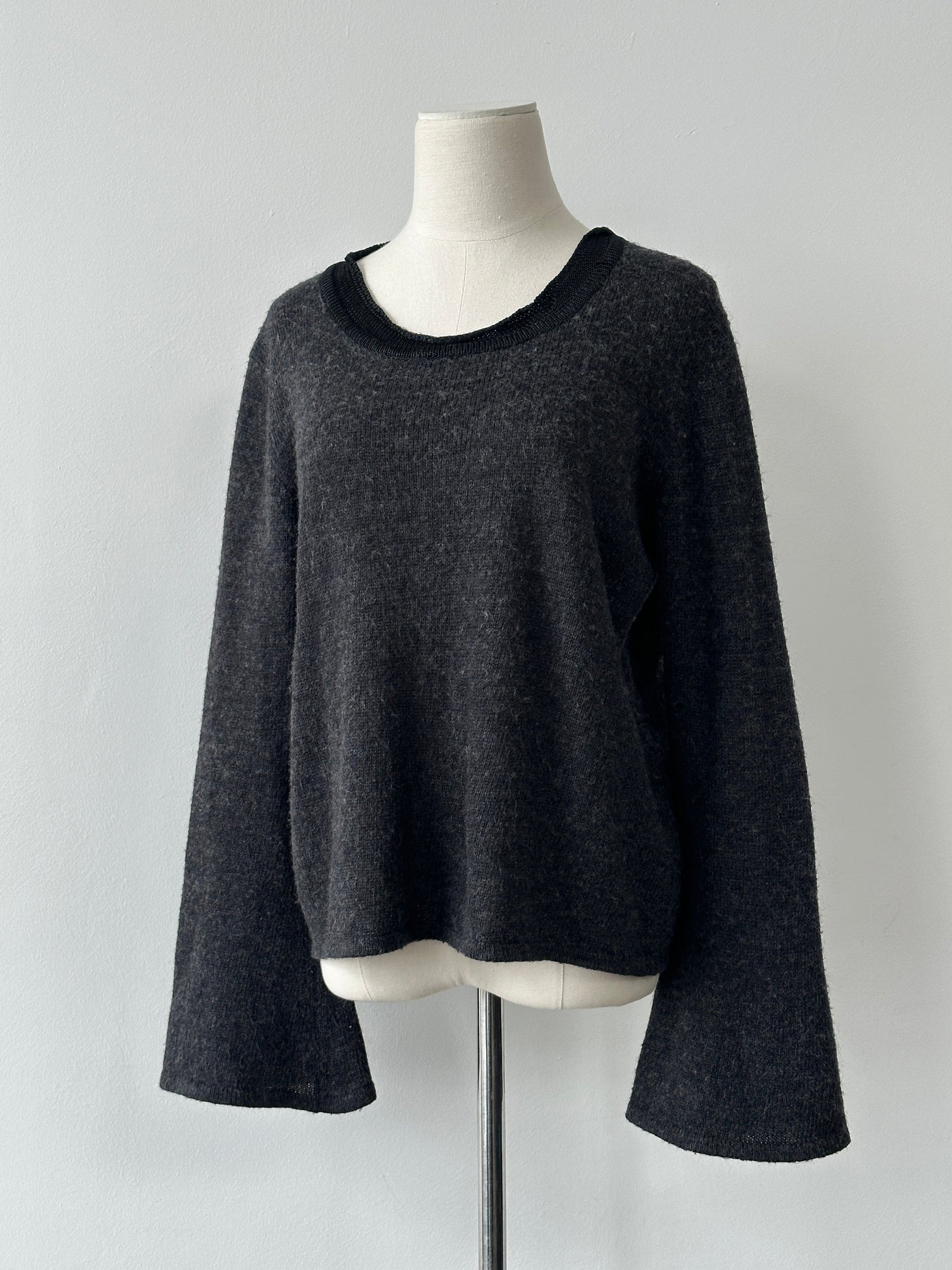 Emporio Armani 1990s Shetland Wool Boxy Bell Sleeve Jumper - M-L
