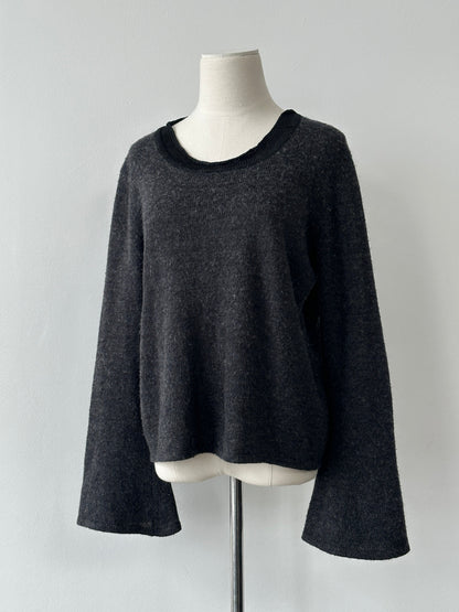 Emporio Armani 1990s Shetland Wool Boxy Bell Sleeve Jumper - M-L
