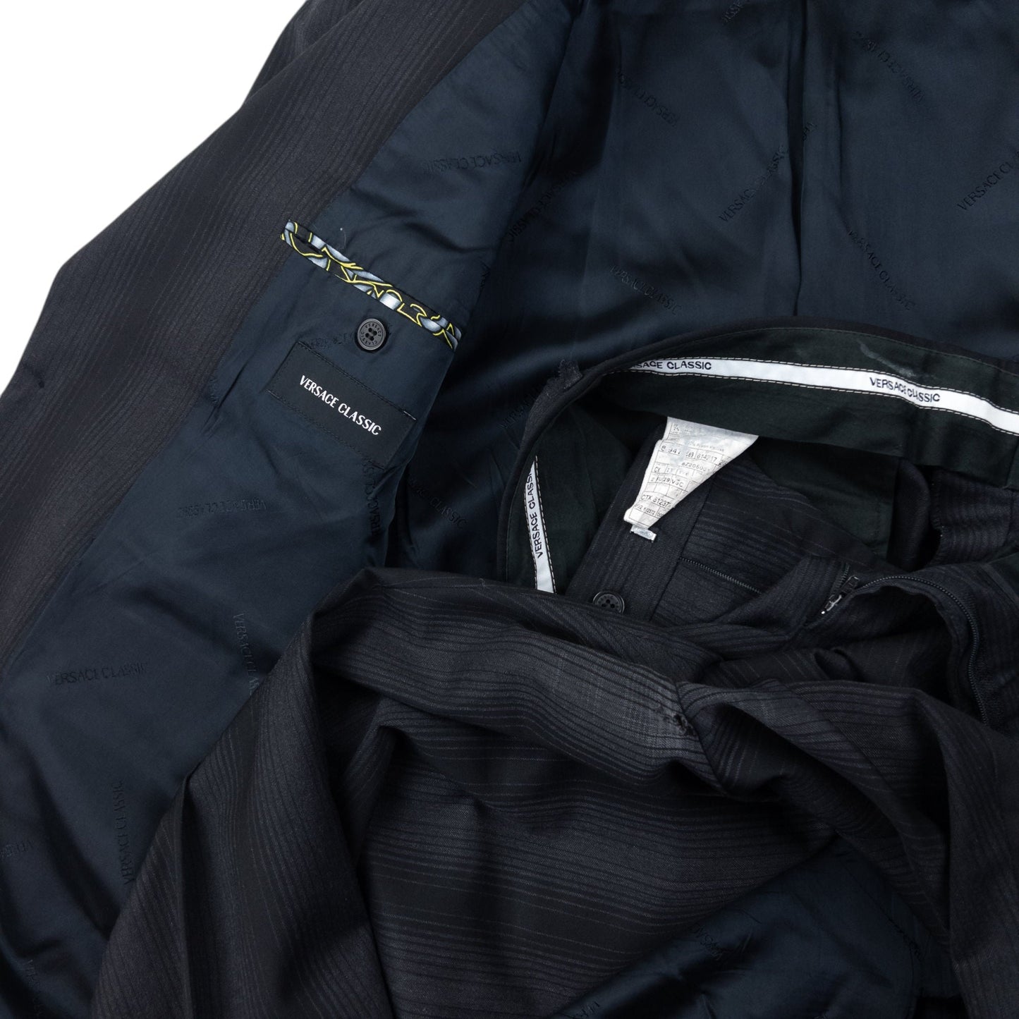 Vintage Versace Classic Striped Jacket & Trousers Suit Set Size L