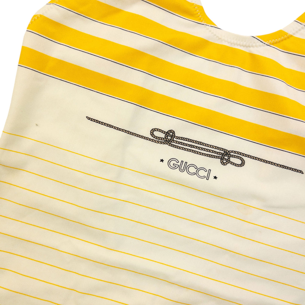 Vintage 80s Gucci Striped Swimming Costume Womens Size M | Medium, Yellow