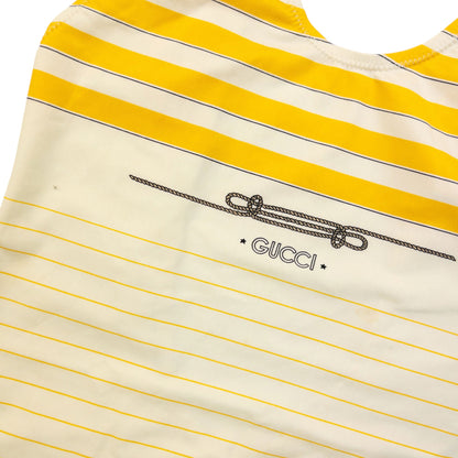 Vintage 80s Gucci Striped Swimming Costume Womens Size M | Medium, Yellow