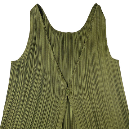Vintage 90s Issey Miyake Pleated Longline Vest Dress Womens Size M | Medium, Green