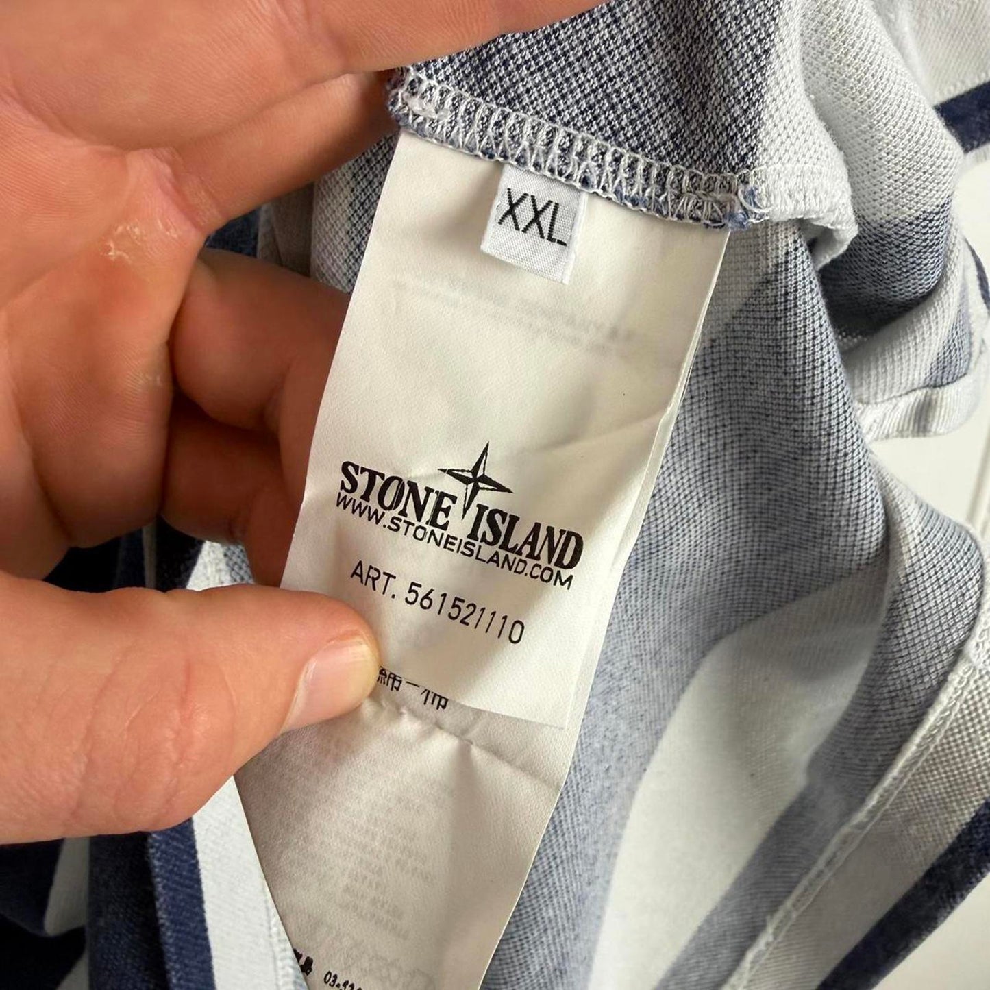 Stone Island Striped Logo Polo Shirt Navy/White (XL) | Extra Large, Multicoloured