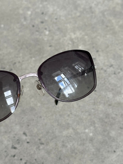 Chanel 2000s Rimless Crystal Bar Rectangle Sunglasses