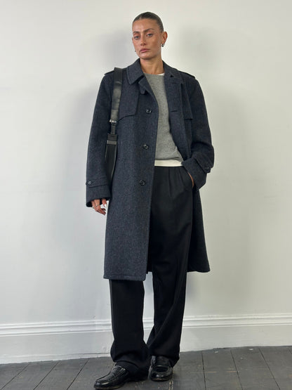 Vintage Pure Brushed Wool Belted Coat - XL