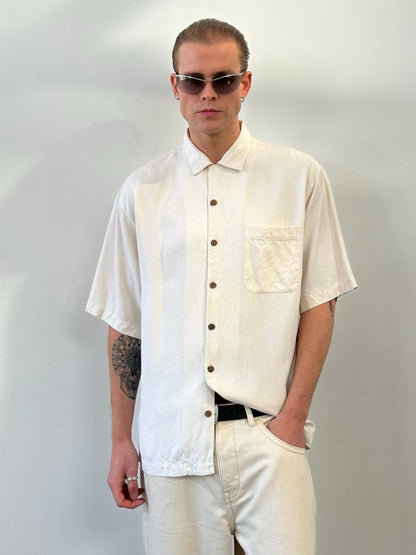Vintage 1990s Pure Silk Short Sleeve Shirt - L