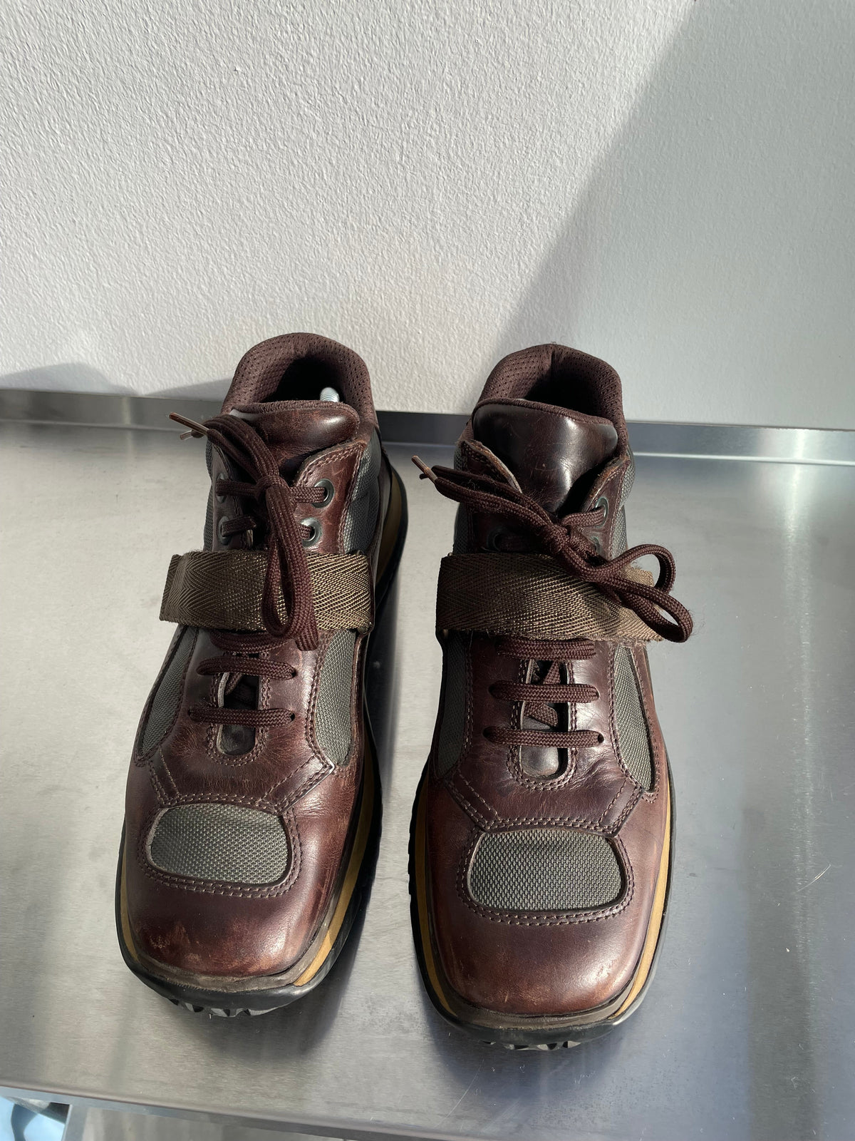 Prada Sport 00s Leather Strap Hiking Boots | SMALL, Red