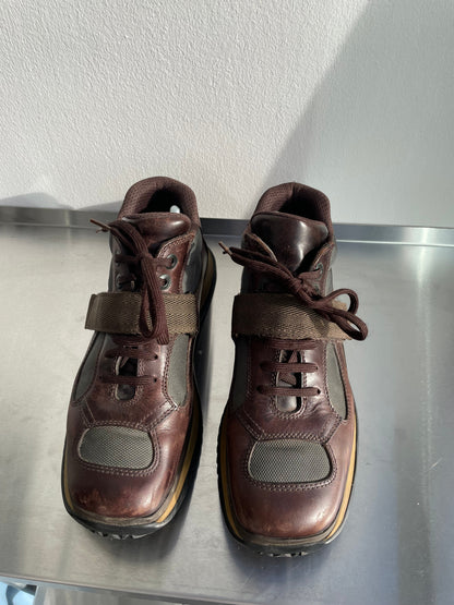 Prada Sport 00s Leather Strap Hiking Boots | SMALL, Red