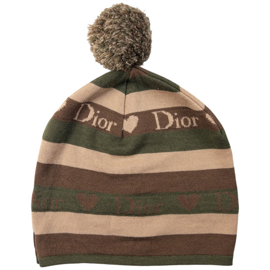 Vintage Dior Striped Bobble Hat