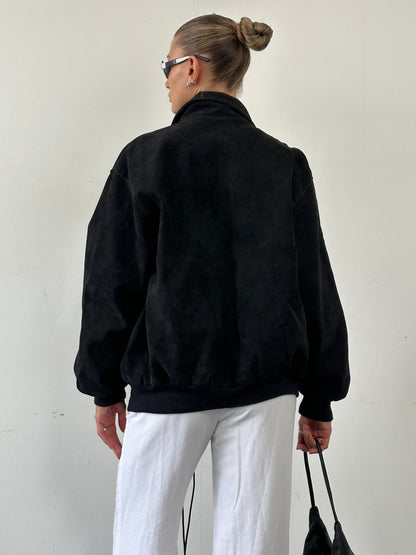 Italian Vintage Faux Suede Bomber Jacket - XL