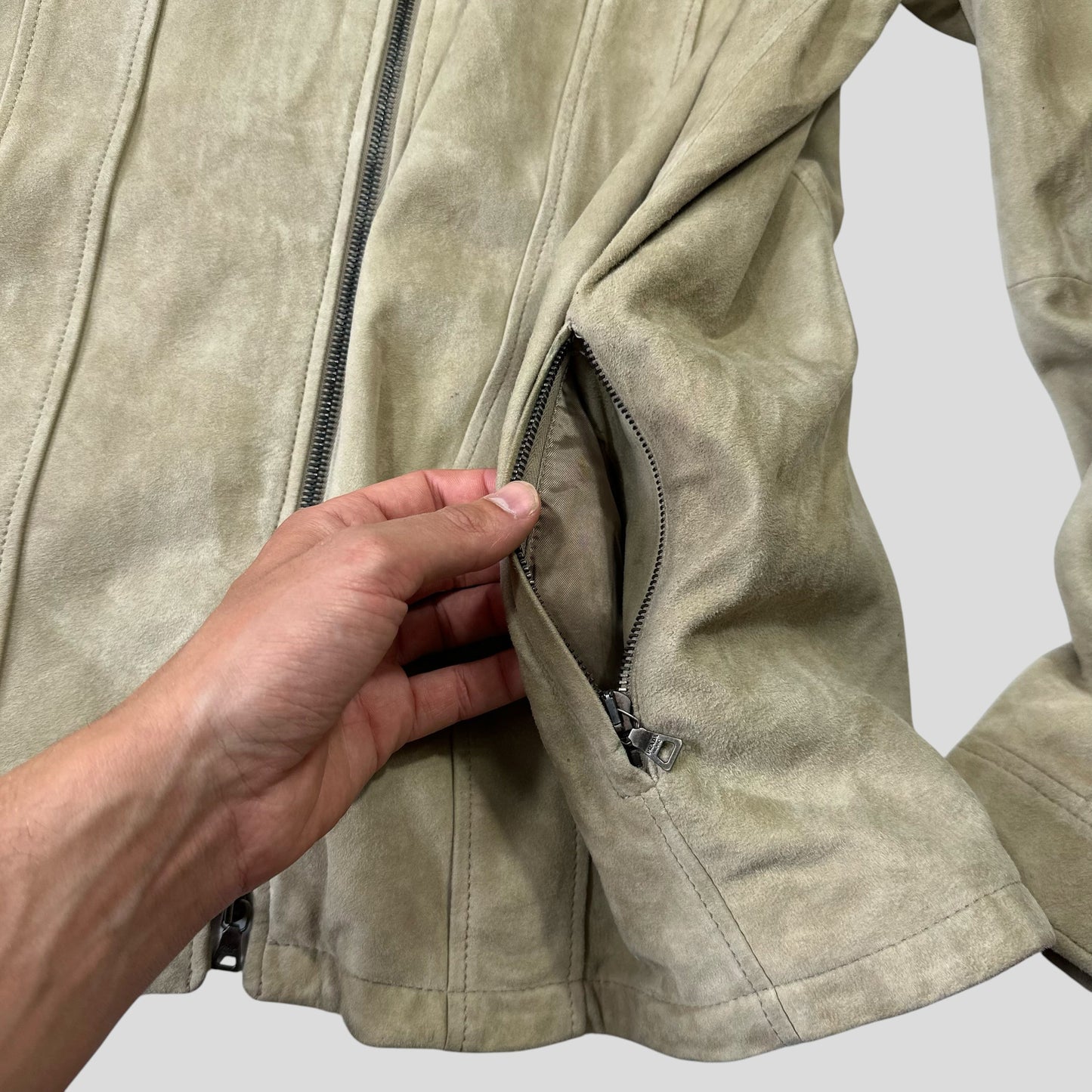 Prada Milano 2007 Suede Leather Double Pocket Logo Jacket - IT56 | Default Title, Cream