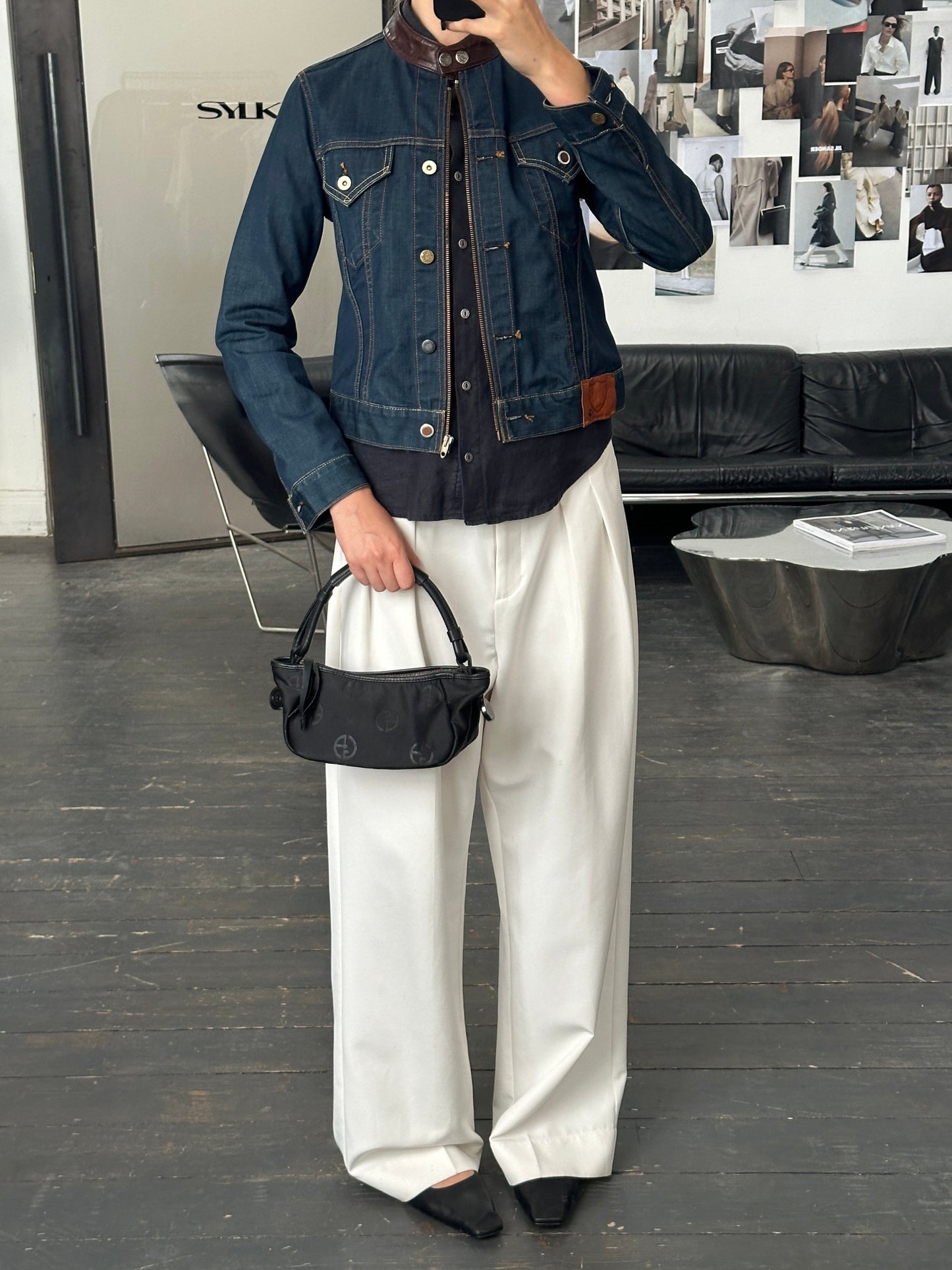 Hollywood Trading Company HTC 2000s “Night Flyer” Moto Denim Jacket - S