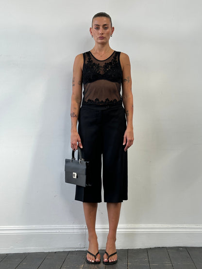 Armani Jeans Sheer Appliqué Vest Top - S