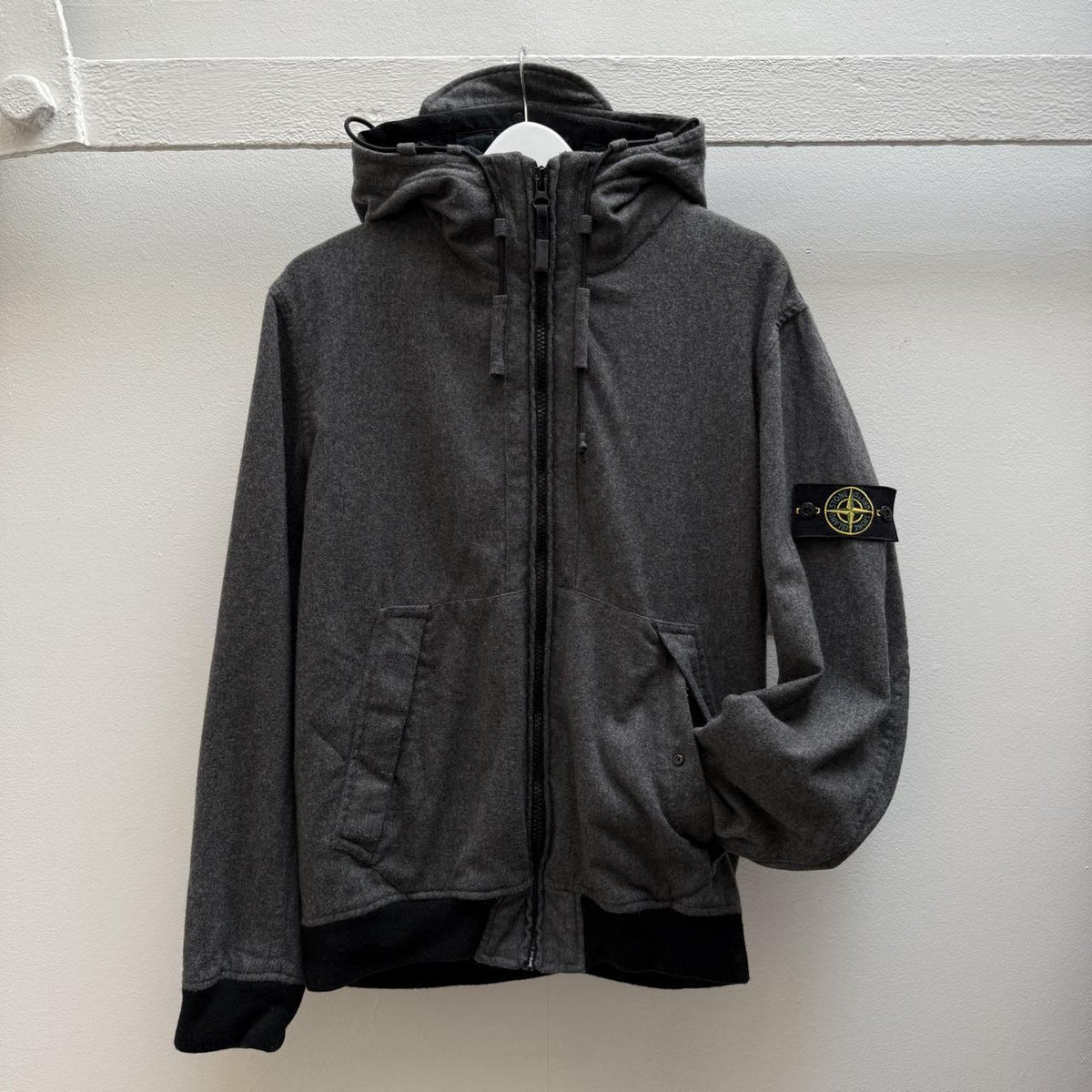 Stone Island Melange Wool Poly Jacket (L) | Large, Grey