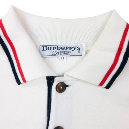 Vintage 90s Burberry Polo Sweatshirt Size M | Medium, White