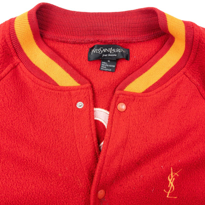 Vintage 90s YSL Yves Saint Laurent Fleece Varsity Jacket Size XXL | XXL, Orange