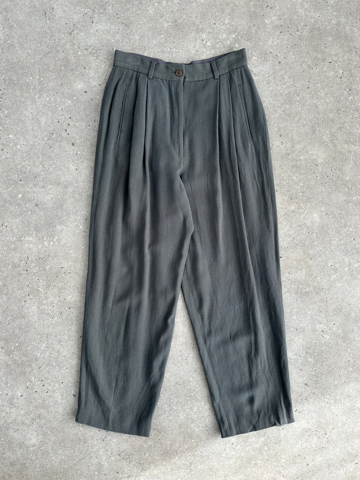 Giorgio Armani High Waisted Tapered Leg Pleated Trousers - W22