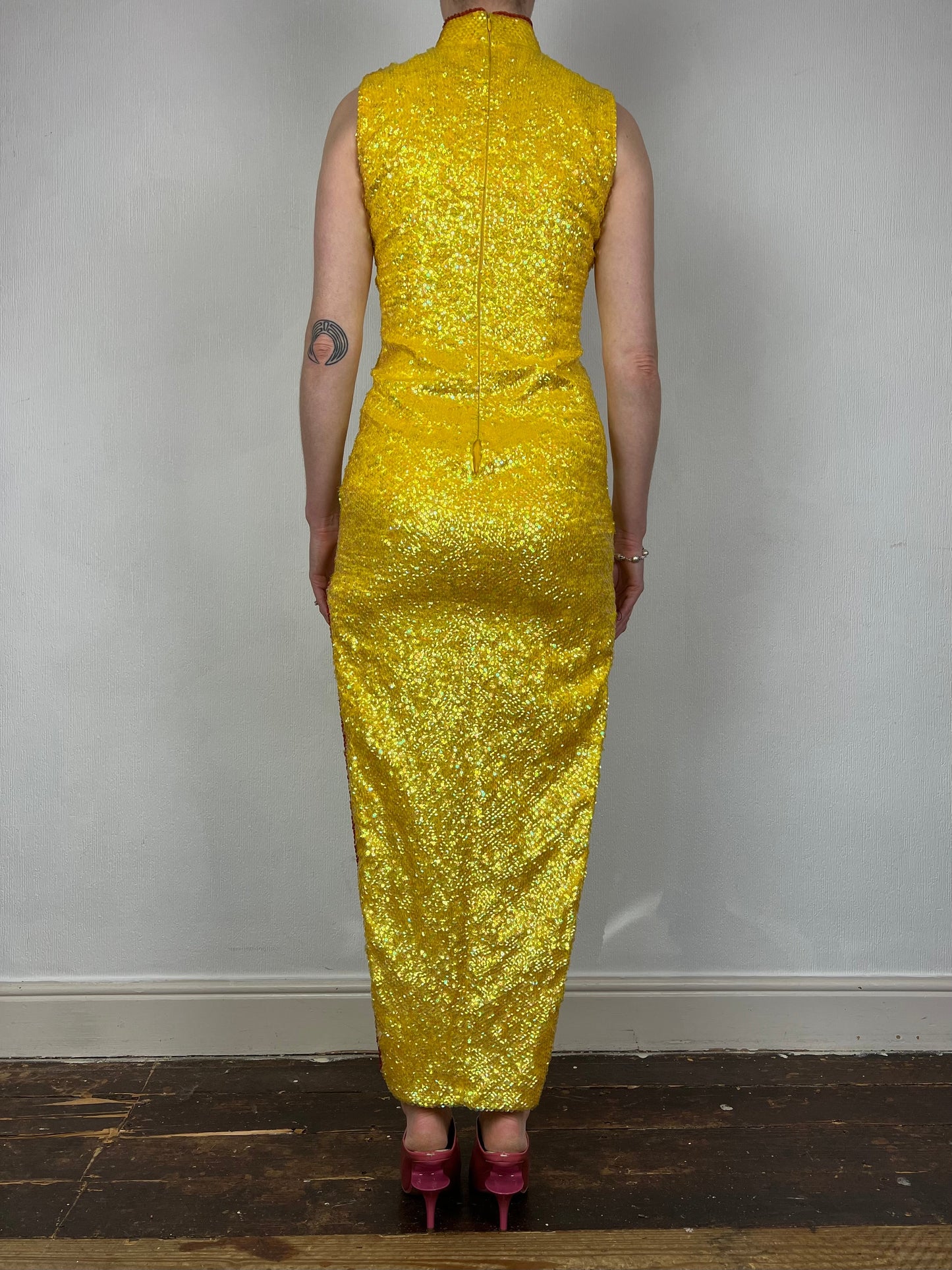 Vintage 1960s sequin dragon qipao