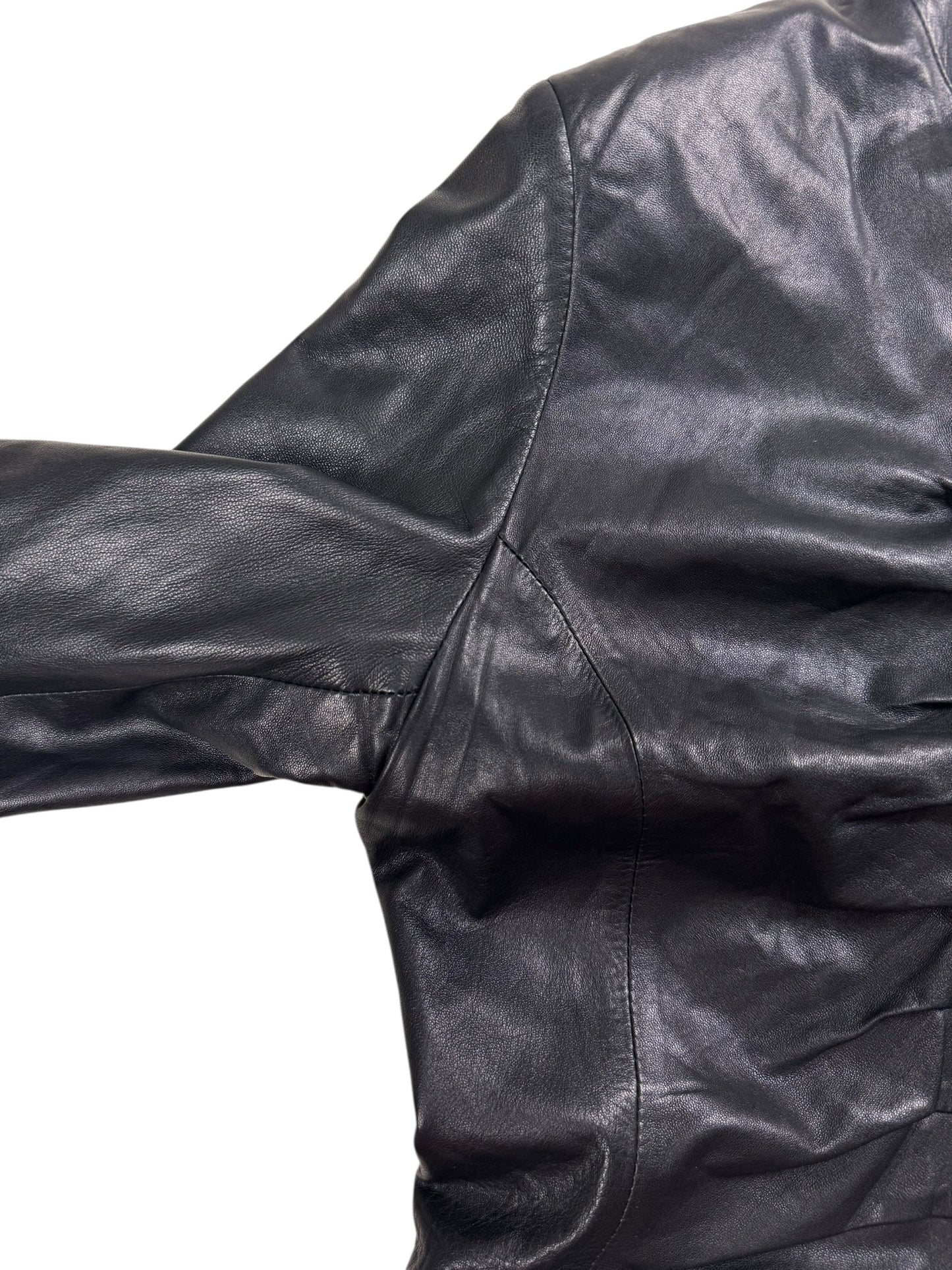 Dom & Ruby 2010s ruched leather jacket | Black, Black